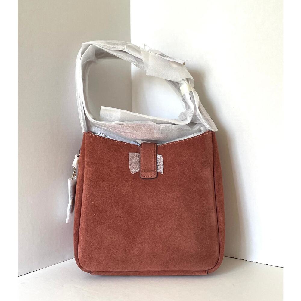 Coach Hadley Convertible Crossbody Bag Gold Clay Suede Leather CCG43 - Picture 2 of 12